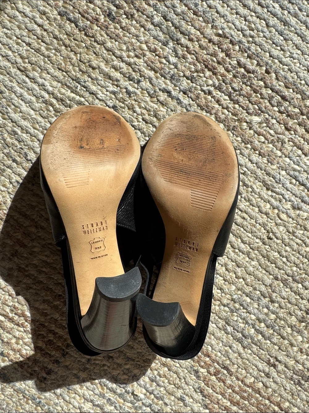 Stuart Weitzman Black Open-Toe Slingback High Heels - Picture 4 of 4